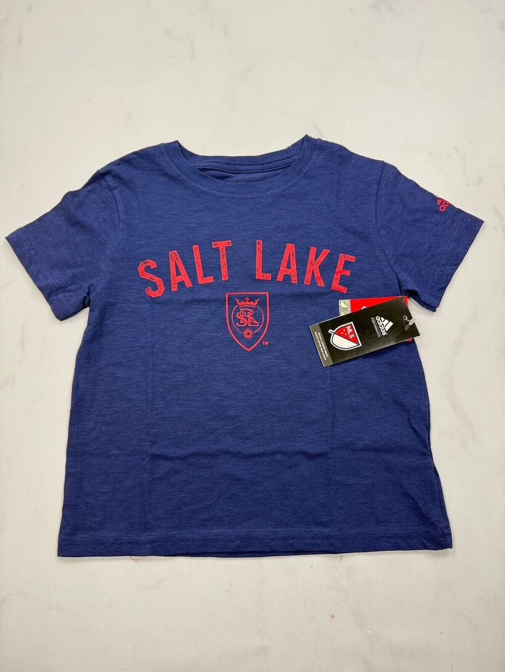 Adidas Salt Lake T Shirt Blue 90s VTG Striking - Boys 5/6
